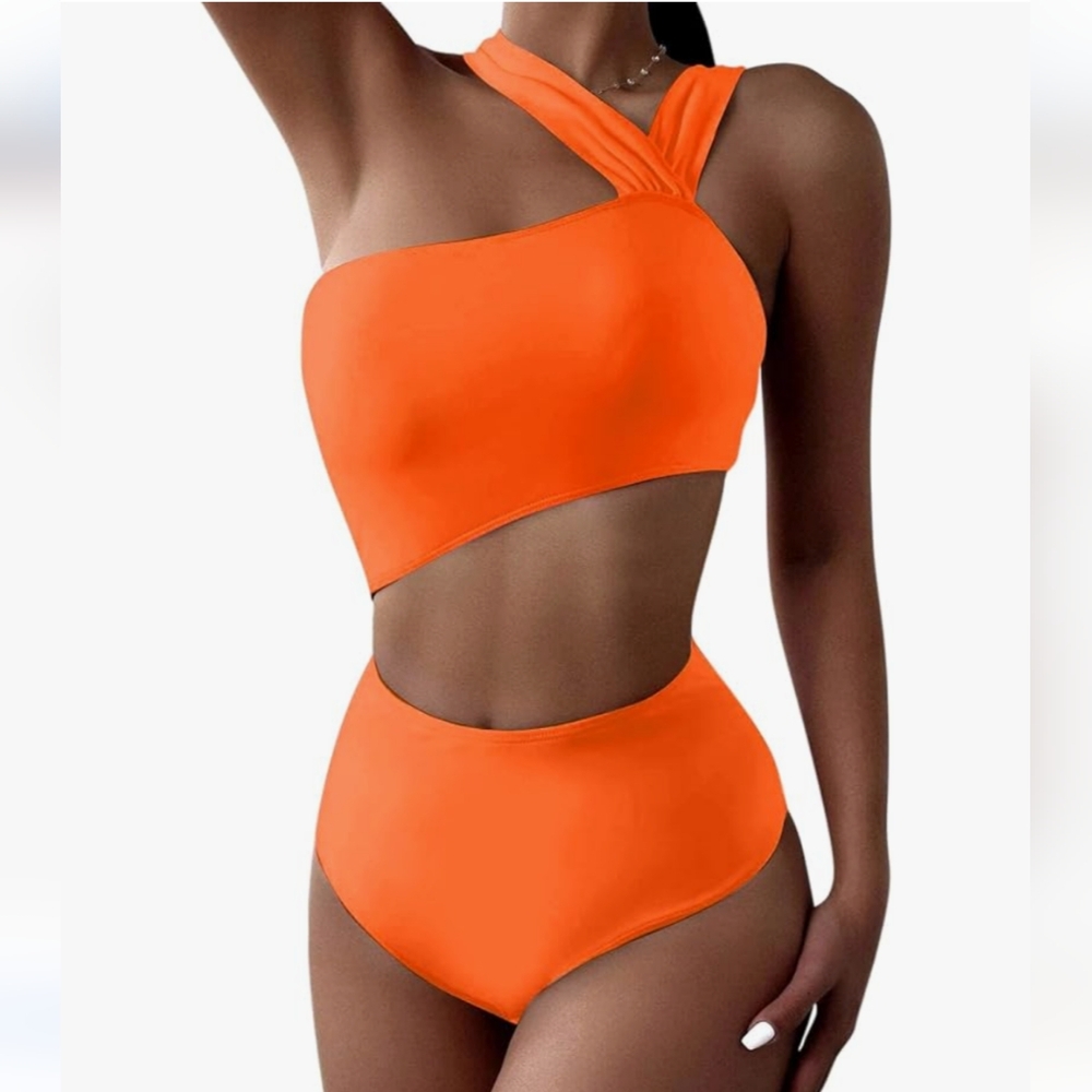 Amazon Lilosy High Waist One Shoulder "Not the Onepiece" Swimsuit Size XL